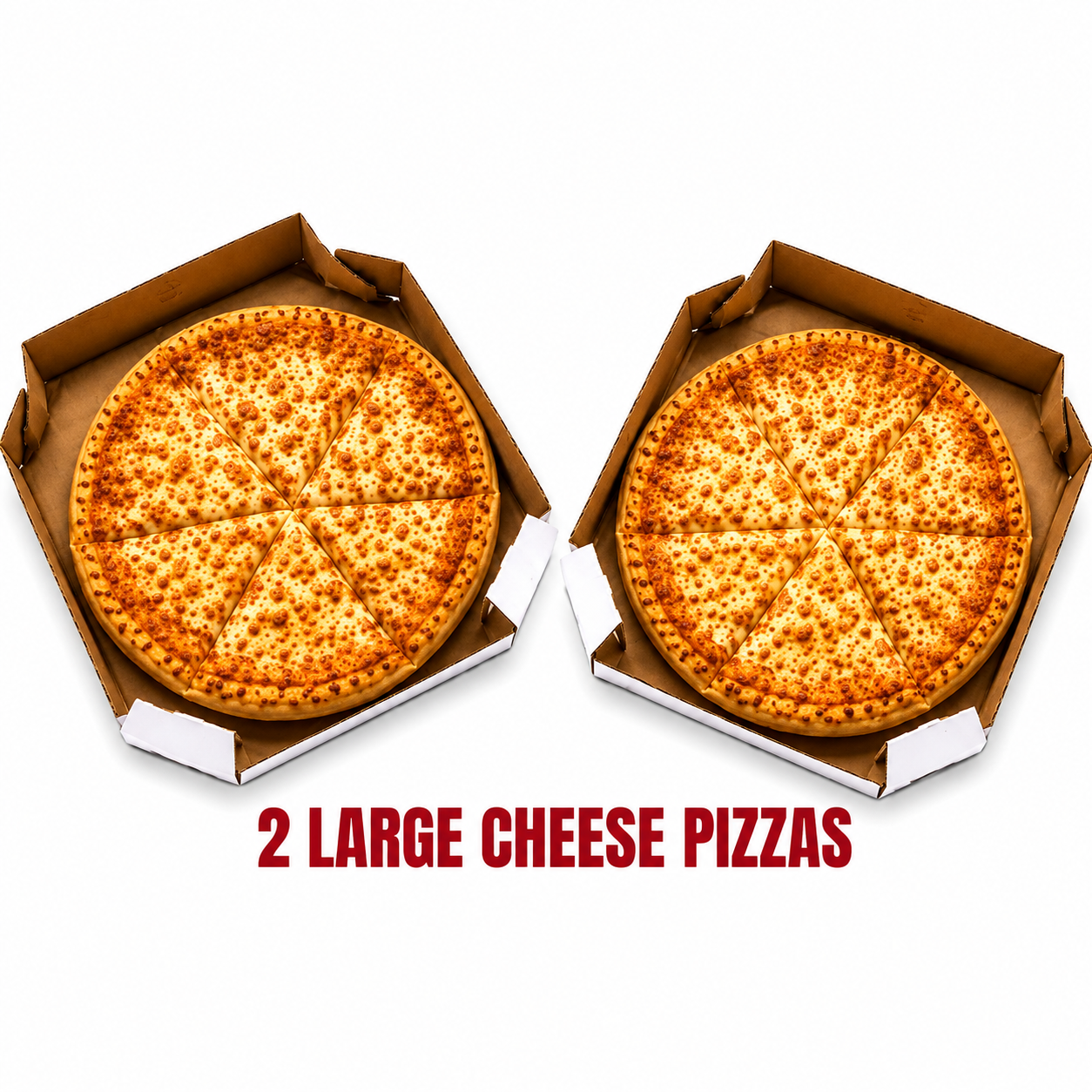 2 large cheese pizzas