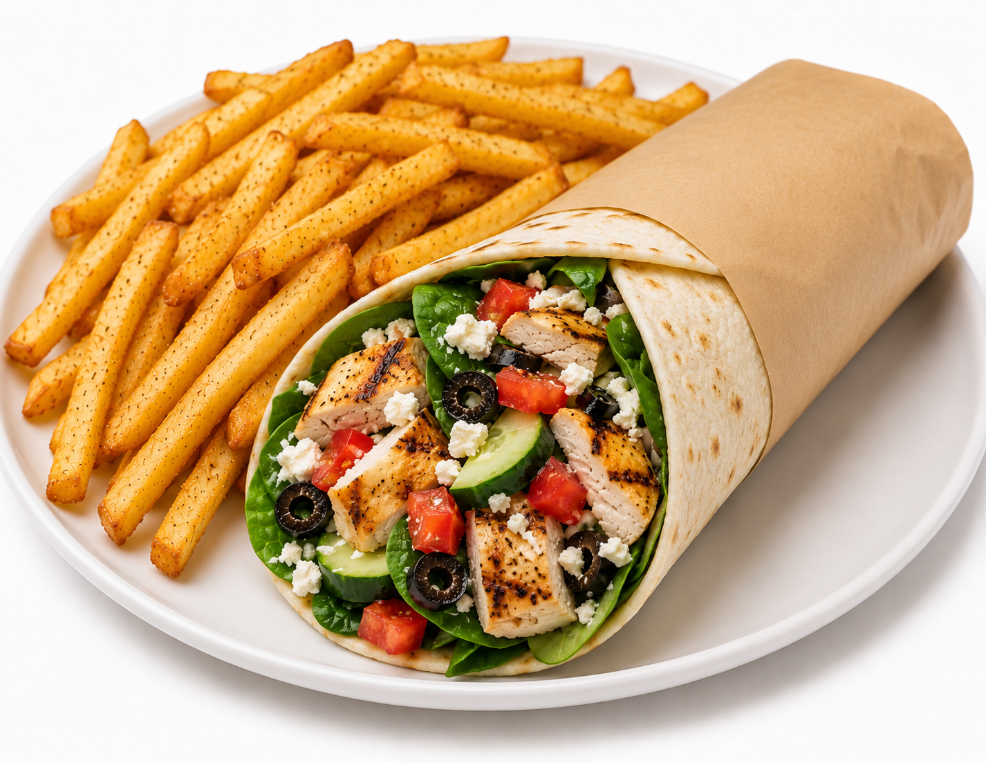 mediterranean wrap with fries