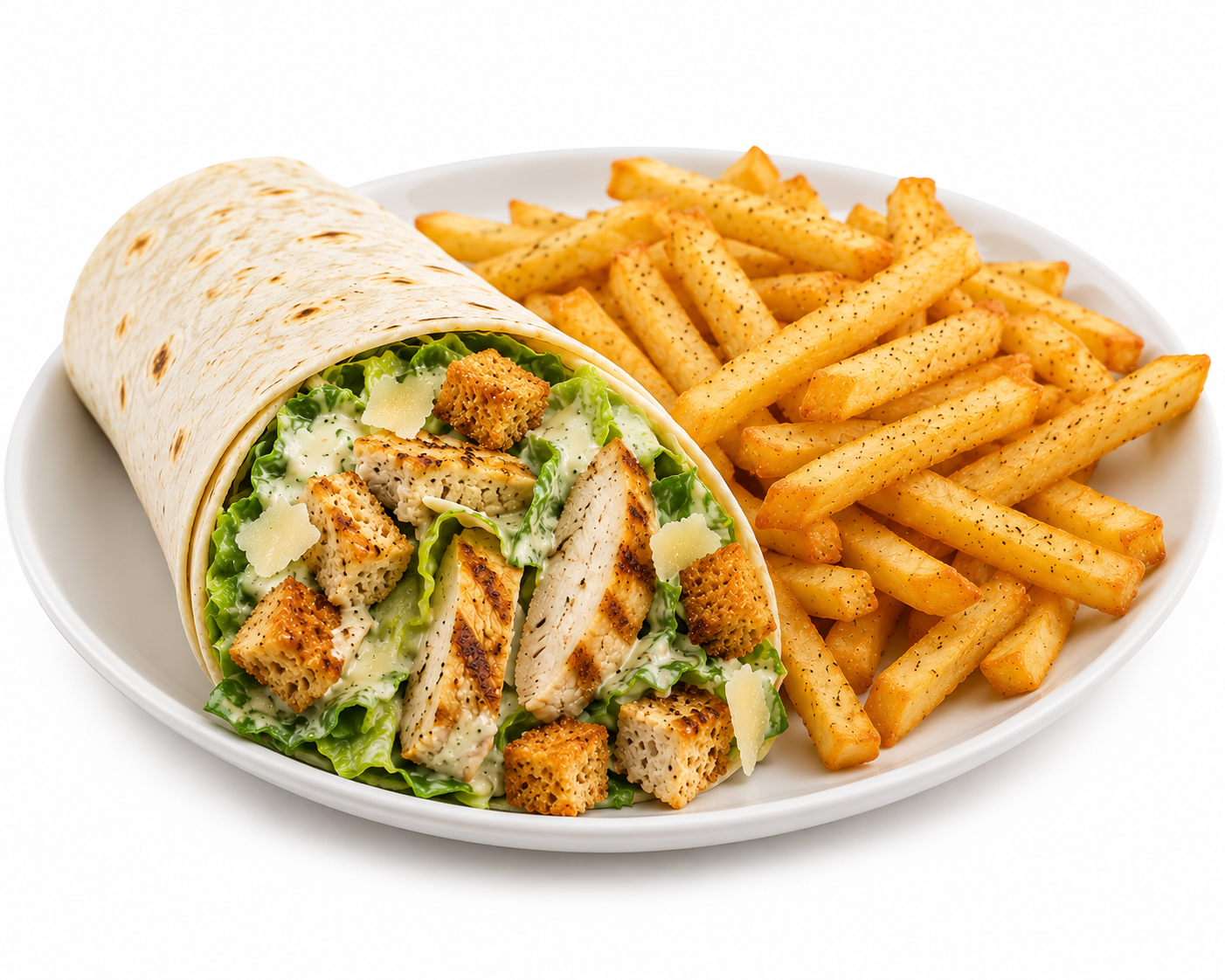 Chicken Caesar Wrap With Fries